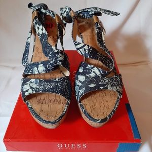 GUESS SHOES, NWOT,Size 10, navy and white, ORIGINAL BOX
